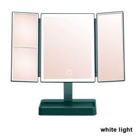 360° Adjust Foldable Makeup Mirror With LED Light Rechargeable Wireless 1-3X Magnifying 3 Tone Light Desktop Vanity Mirror Table (Ships From: CN, Emitting Color: white light1)